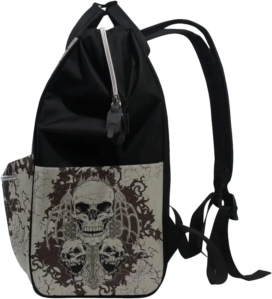 Gothic Punk Skull Mommy Bag Mother Bag Travel Backpack Diaper Bag Daypack Nappy Bags for Baby Care Large Capacity