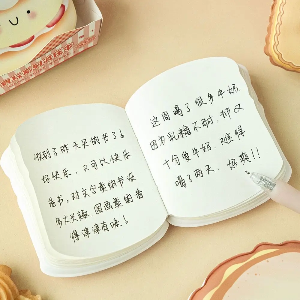 Fidget Creative Cartoon Cake Notepad PU Cover Cartoon Toast Paper Memo Pad Blank Page 80 Sheets Squishy Notebook Stationery Use