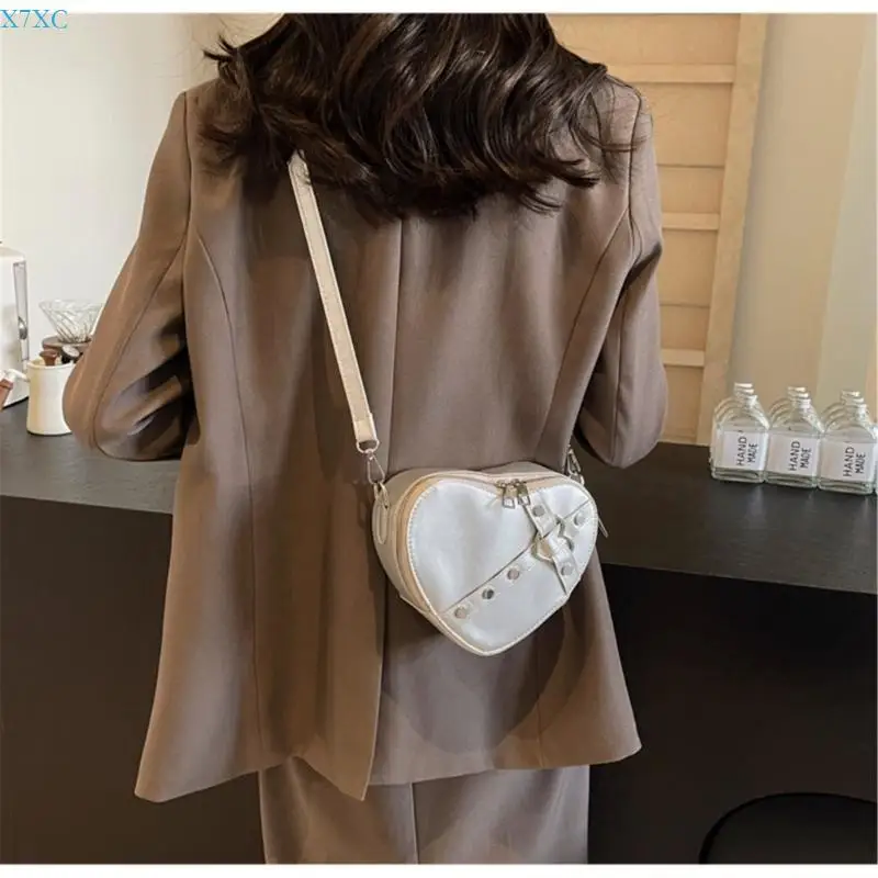 

X7XC Small Rivet Crossbody Bag PU Leather Bags for Women Girl