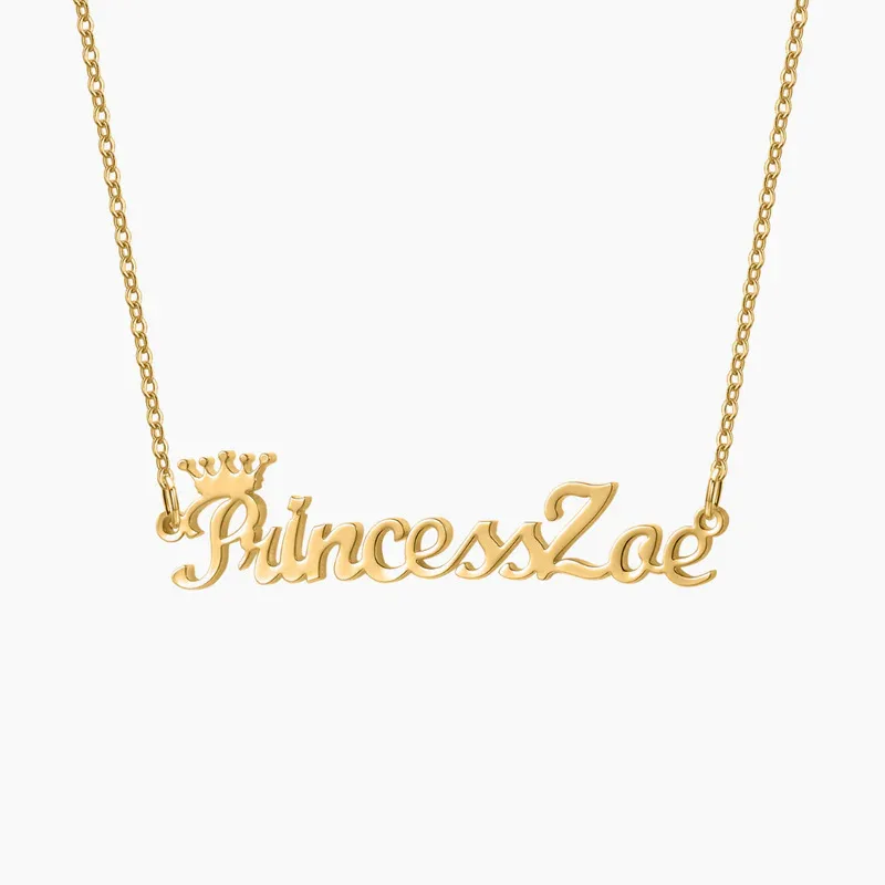 

Personalized Crown Name Necklace - Stainless Steel 18K Gold Plated, Custom Letter Pendant, Fashion Gift Women Daily Jewelry