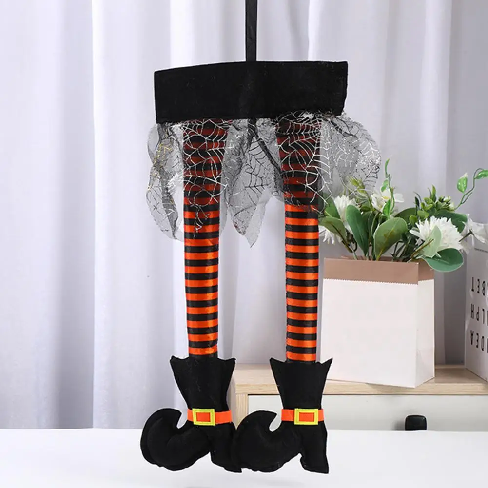 Halloween Decor Plush Stuffed Halloween Witch Legs Ornament for Front Door Wall Window Car Trunk Decor Witch Legs Prop for Auto