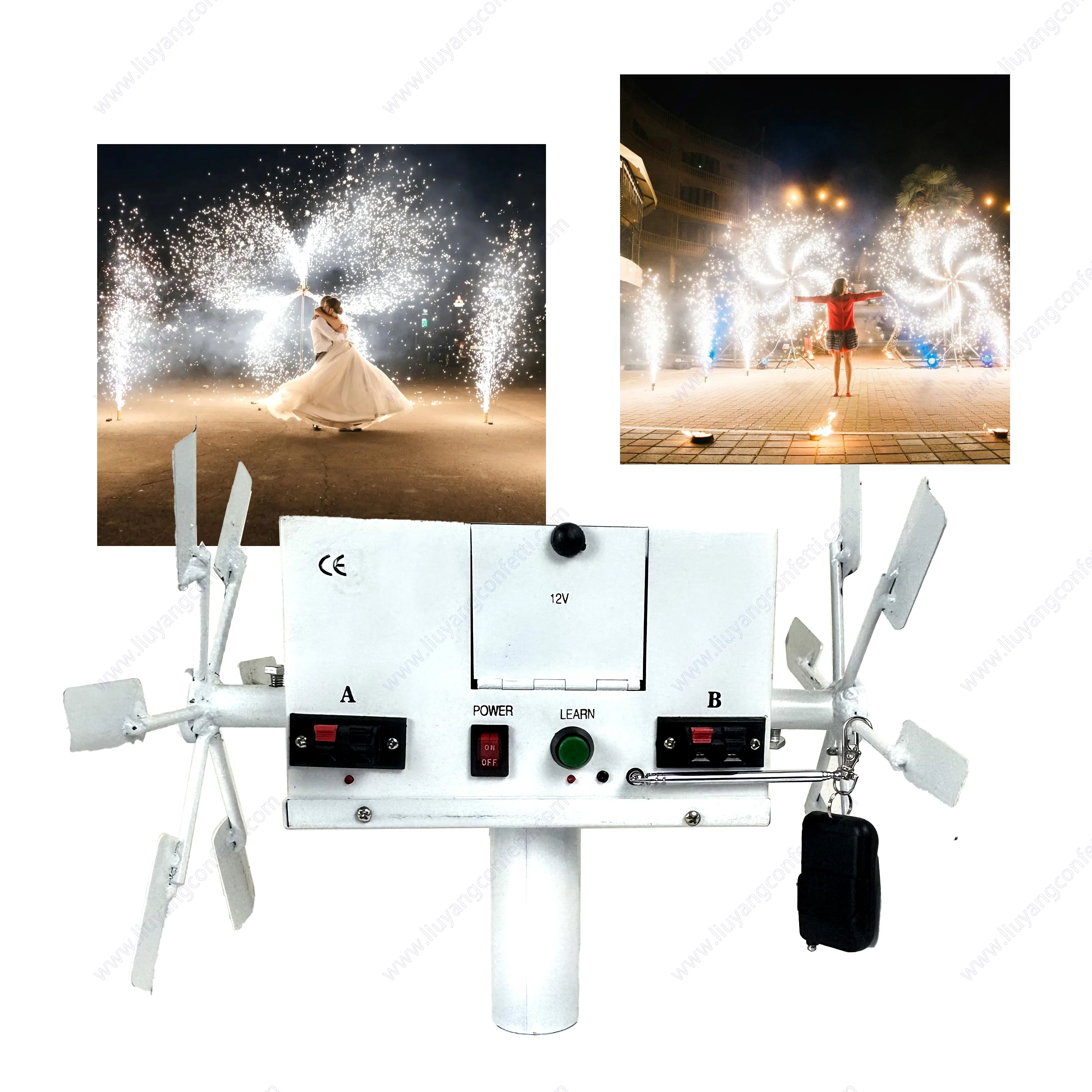 Rotating Fountain Double Wheels Rotation Cold Firework Machine Stage Effect for Wedding Celebration Remote Marriage Bride Event