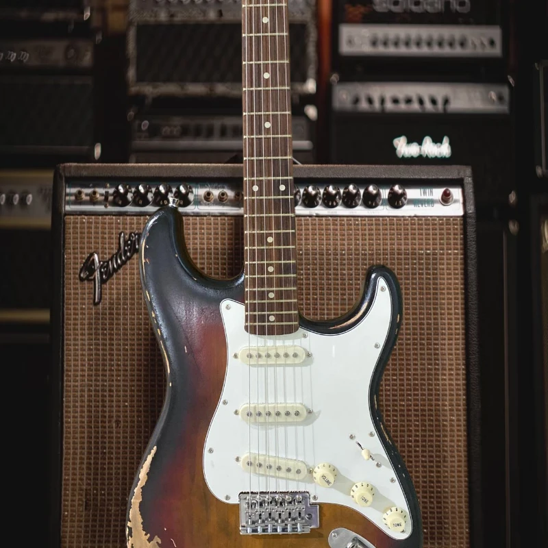 E-Gitarre, kostenlose Lieferung, brauner Vintage STS 6-saitiger Korpus aus Erlenholz, Palisanderhals