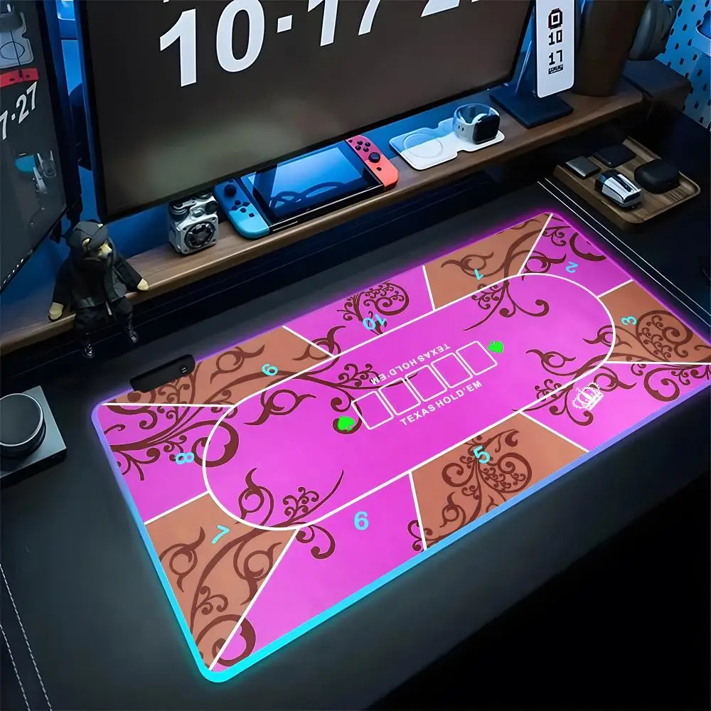 

Texas Poker Mat Mouse Pad Gaming Rgb Mousepad Backlit Keyboard Gamer Girl Xxl Laptop Gifts Mat Table Pads Deskpad