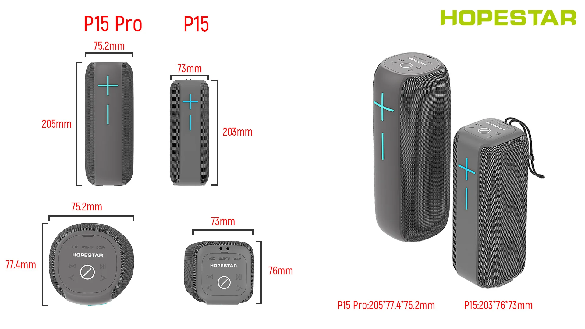 2025 hete verkoop HOPESTAR P15 Pro draagbaar voor Bluetooth-luidspreker Fabriek directe verkoop Waterdichte RGB LED-verlichting Kaartsleuf Bank Par