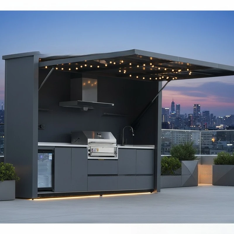 Outdoor BBQ TV Smart Kitchen Outdoor Pergola Outdoor Cabin Stainless Steel