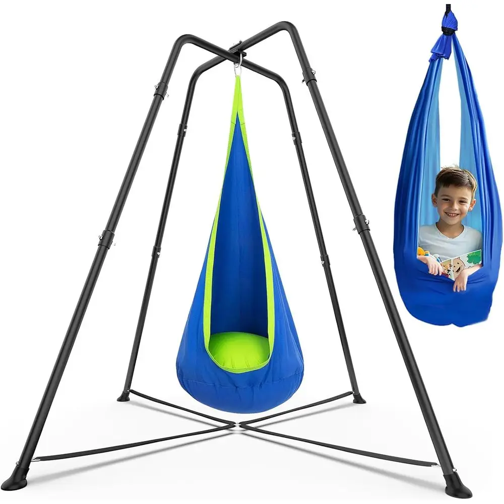Sensory Pod Swings and Chair Set, X-Shaped Swing Stand, Heavy-Duty Metal Hammock Chair Stand for Adults, Indoor/Outdoor Use, 330