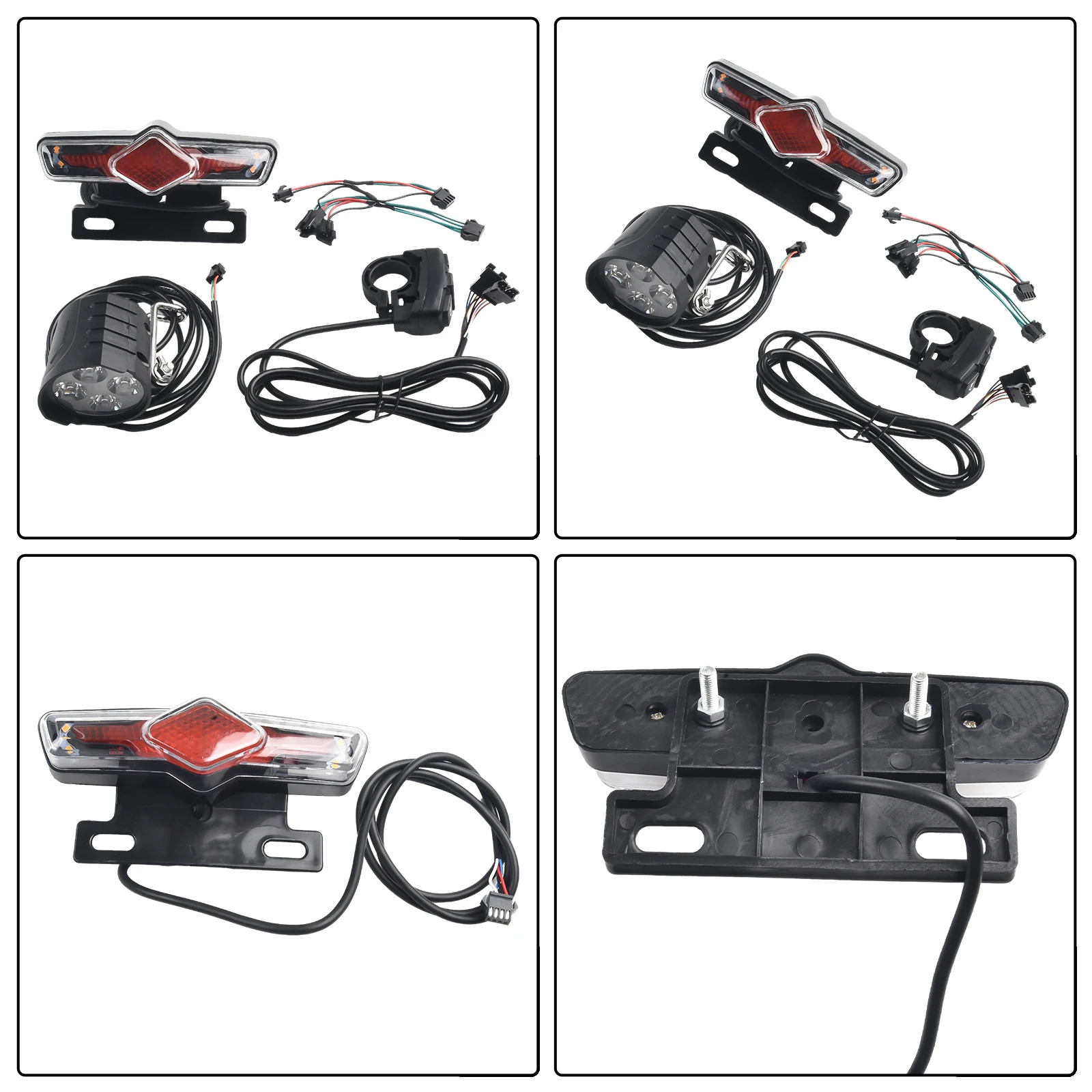 E-Bike Front Brake Rear Light Set 36V-60V Bikes Rack Lamp With Horn Headlight Switch Electric Bicycle Turn Tail Light Parts 1Set