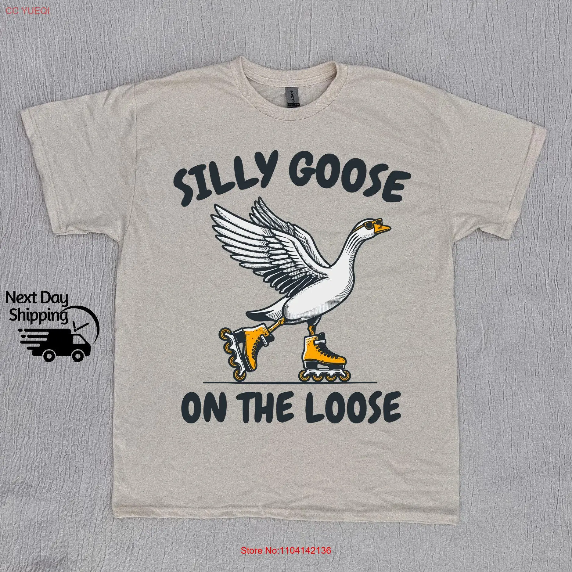 

Silly Goose On The Loose Funny Vintage T Shirt Washed Distressed Women teenager long or short sleeves
