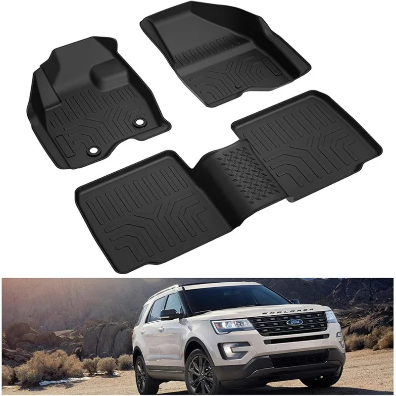 

US Floor Mats for 2015-2019 Ford Explorer Accessories All Weather Mat Liners Front & 2nd 2 Row Seat TPE Slush