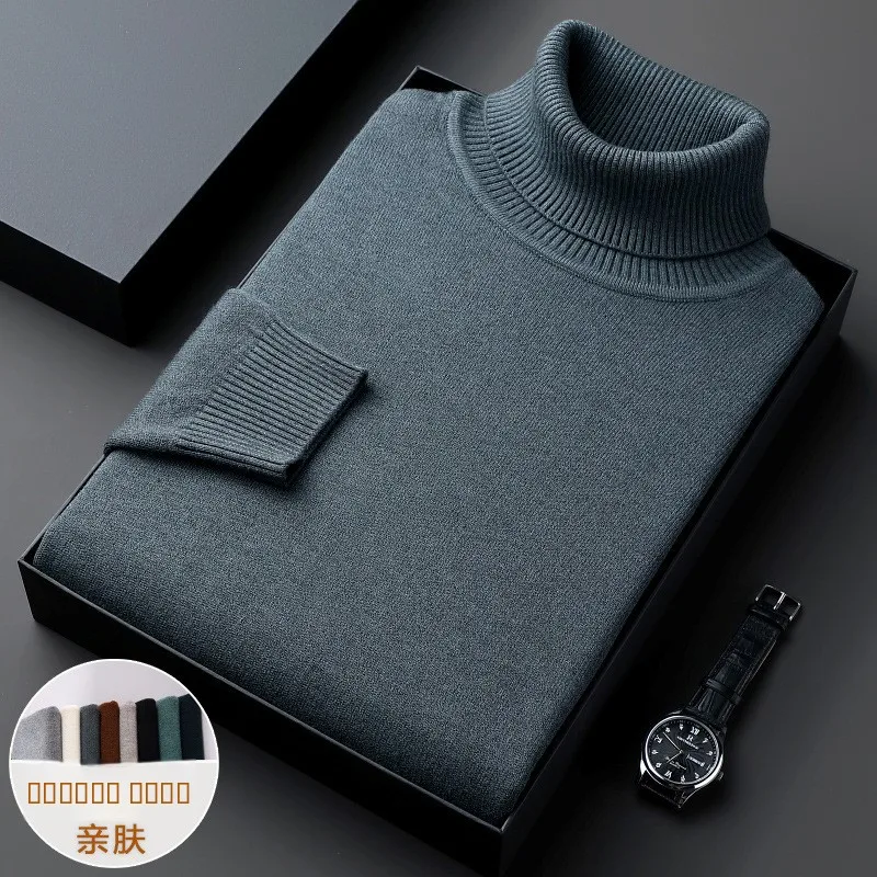 

Men's Thiened High Collar Color Loose Casual Knitted Sweater Autumn Winter New Sle JIFANPAUL Polyester Fiber Top