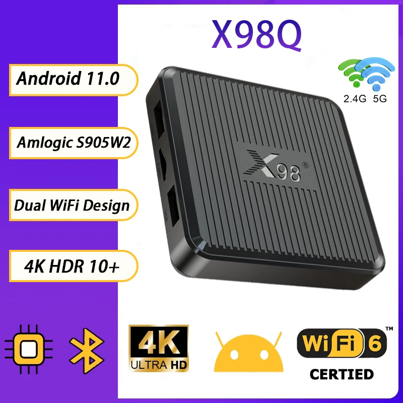 X98Q Android11 Amlogic S905W2 TV Box 2.4G&5G Dual WiFi 4K HDR 100M Ethernet Media Player X98Q Smart Set Top Box #2
