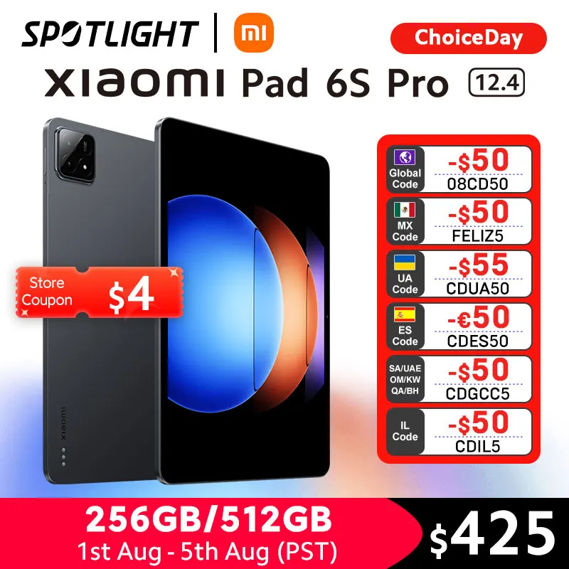 New Xiaomi Pad 6S Pro Global Version 10000mAh Battery 120W HyperCharge Snapdragon 8 Gen 2 CPU 12.4