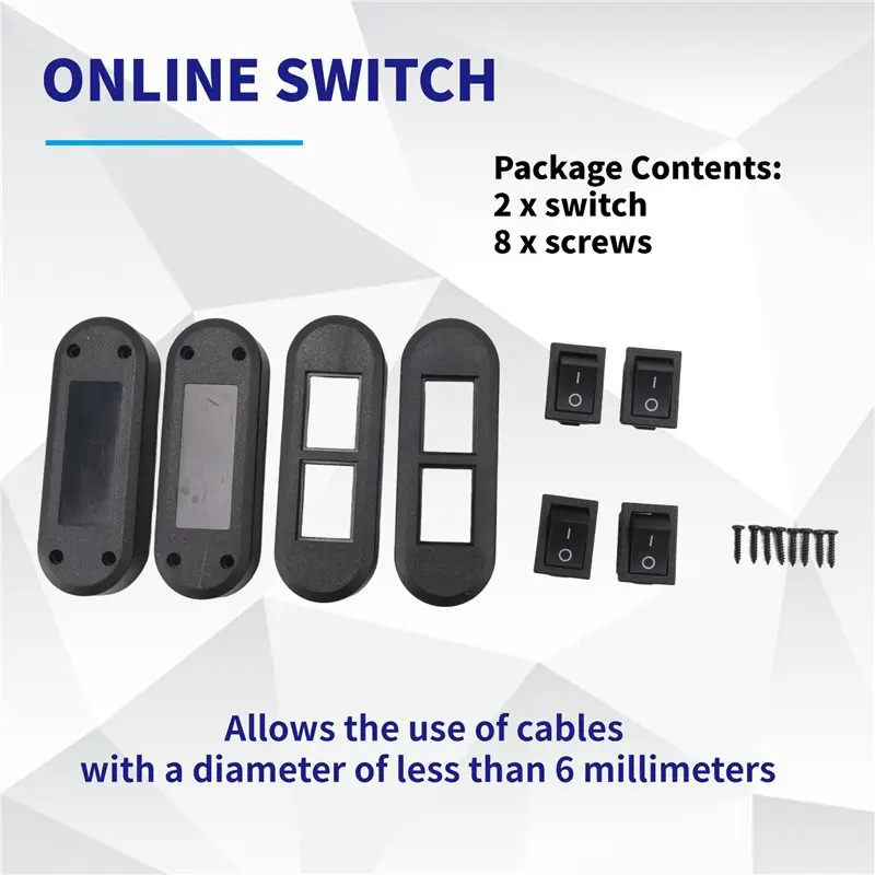 A84X-Embedded Wire Switch Straight-Through Rocker Switch Suitable For Dual-Control Desk Lamp