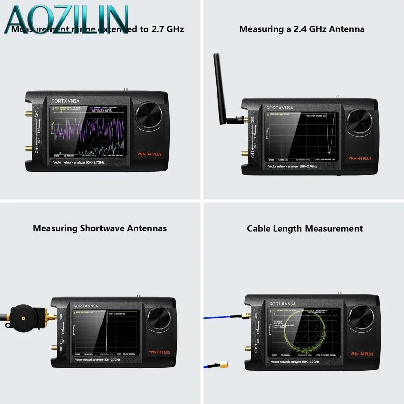 AOZILIN Upgraded NanoVNA‑H4 Antenna Analyzer, 4‑InchIPS LCD Vector Network Analyzer 50KHz‑2.7GHz forHam Radio RF Testing Project