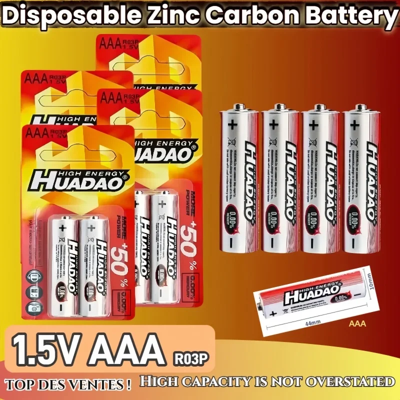 

Dry Battery 1.5V R03P Disposable Zinc Carbon Battery AAA for Led Light Mouse Calculator Electric Toys Remote Control