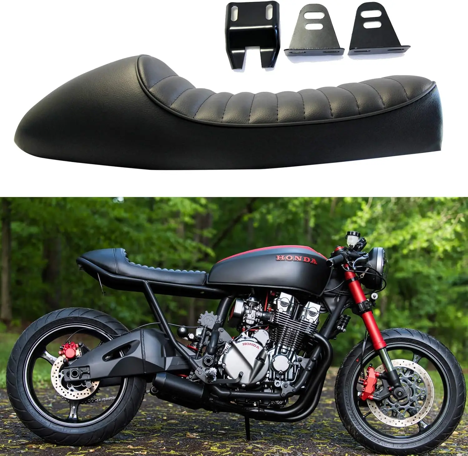Black Vintage Cafe Racer Hump Seat Retro Saddle For CB 350 CB400 CB500 CB550 CB750
