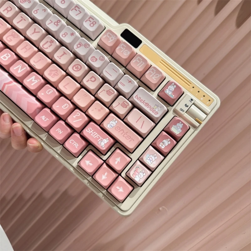 PBT MDA Keycap 126 teclas Sakuras Rabbits Keycap para teclados alfandegários