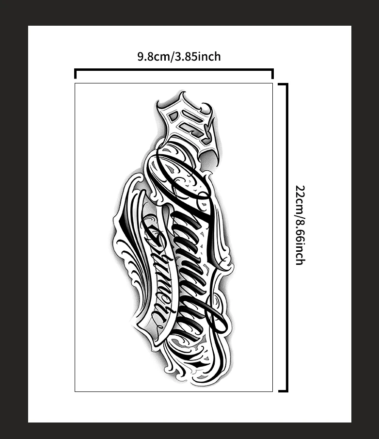 1 Stück handgeschriebene Schriftart, wasserdichtes temporäres Tattoo, langlebig, 1–2 Wochen, realistisches semi-permanentes Fake-Tattoo für Arm, Bein. – Detail 3
