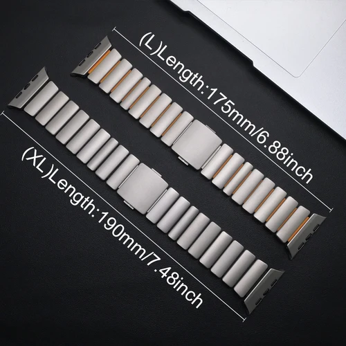 Imagen 2 del producto Correa de goma de acero inoxidable para Apple Watch Ultra 3 2 49mm serie 11 10 46mm correa de Metal para Iwatch 9 8 7 6 5 4 SE3 45mm 44mm