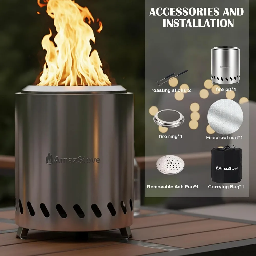 Poisson de foyer de table portable 9,7 x 7,1 pouces, poêle de camping à faible fumée pour une utilisation en extérieur avec sac de voyage