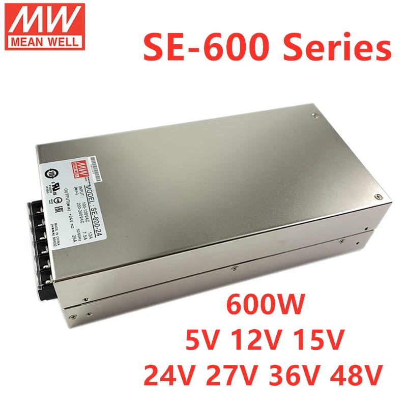 

MEAN WELL SE-600 Series Single Output Power Supply 600W SE-600-5 SE-600-12 SE-600-24 SE-600-27 SE-600-36 SE-600-48