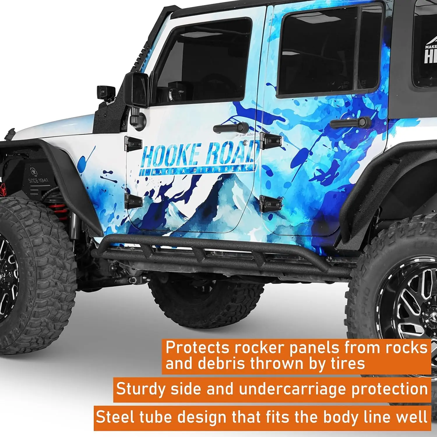 لوحات الجري Wrangler JK Rock Slider Nerf لـ 2007-2018 Jeep Wrangler JK غير محدودة 4 أبواب (زوج)