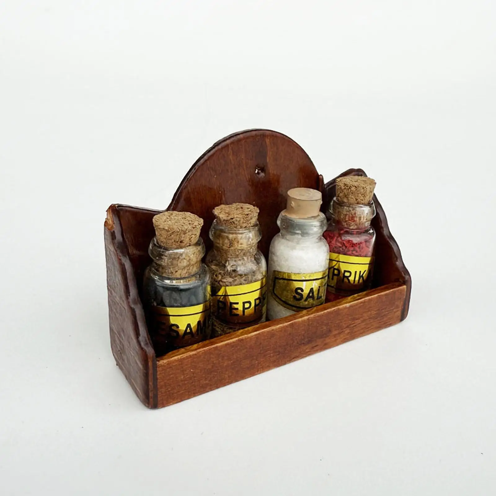 Dollhouse Wall Shelf Mini Furniture Model Organizer Simulation Accessory with 4 Condiment Jars for Life Scene