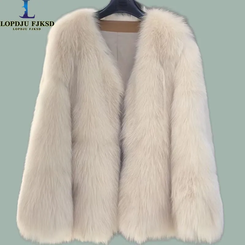 

Faux Fox Fur Coats for Women,Covered Button Jacket, Female Thick Warm Clothes, High Quality,lantern Sleeve ,New, Winter