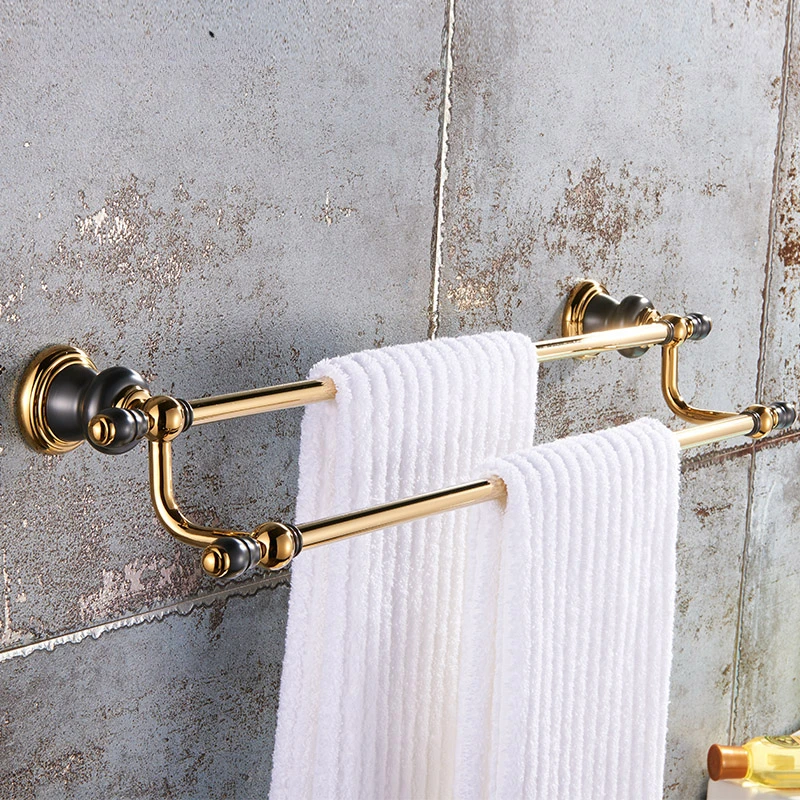 Solid Brass Bathroom Hardware  European Sturdy Storage Shelf Wear-Resistant Towel Bar Rustproof Cup Holder for Washroom