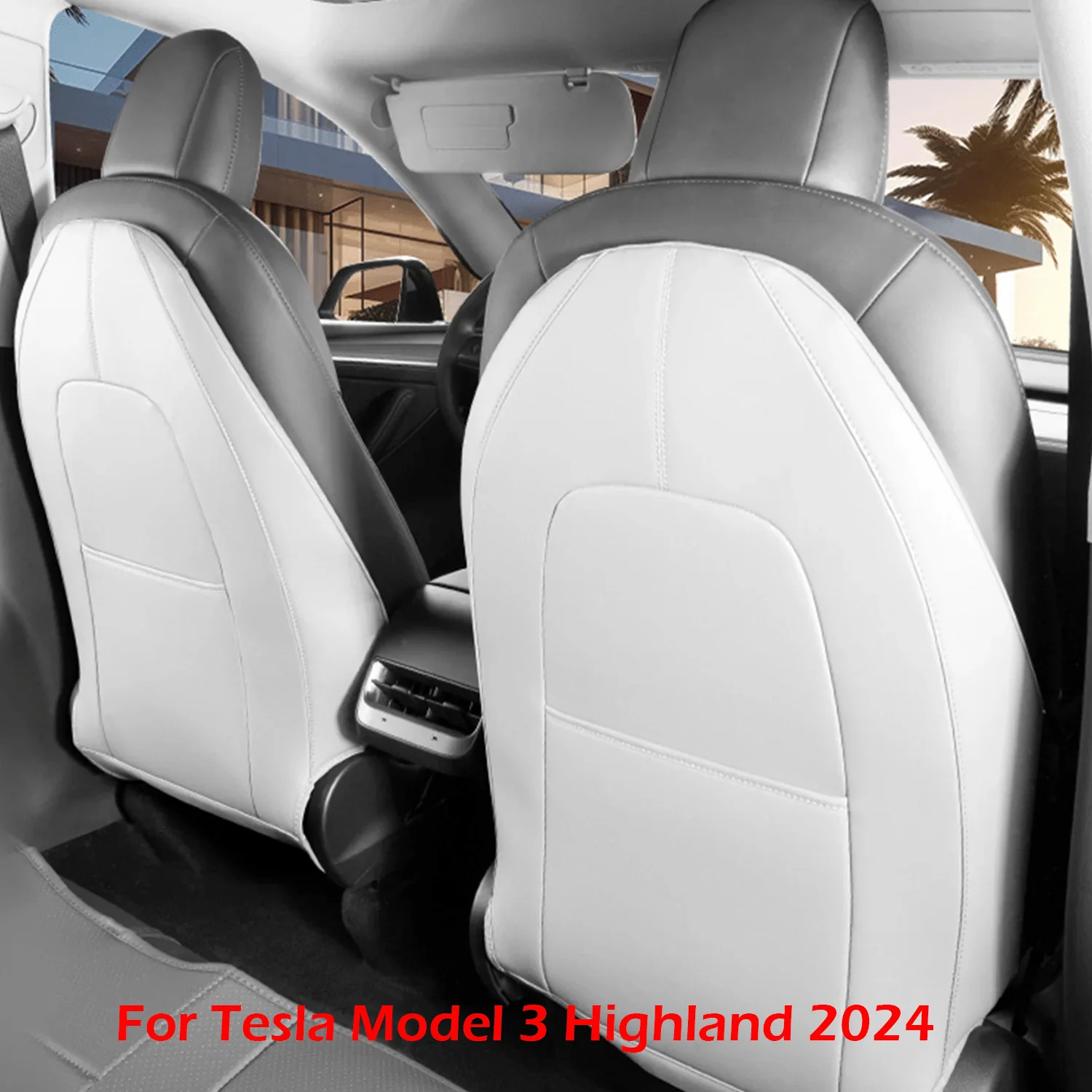 

Кожаный протектор для спинки сиденья Tesla Model 3 2024 Highland, износостойкие коврики для автомобиля с карманом-органайзером, набор из 2 шт.