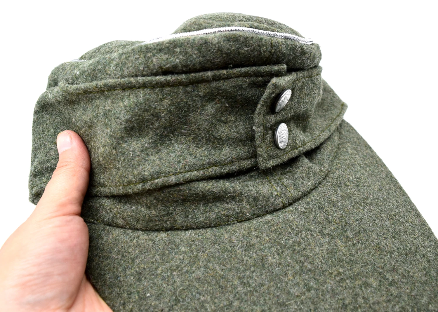 Reenactment GERMAN M43 OFFICER WH EM FIELD PANZER WOOLEN CAP HAT GREEN