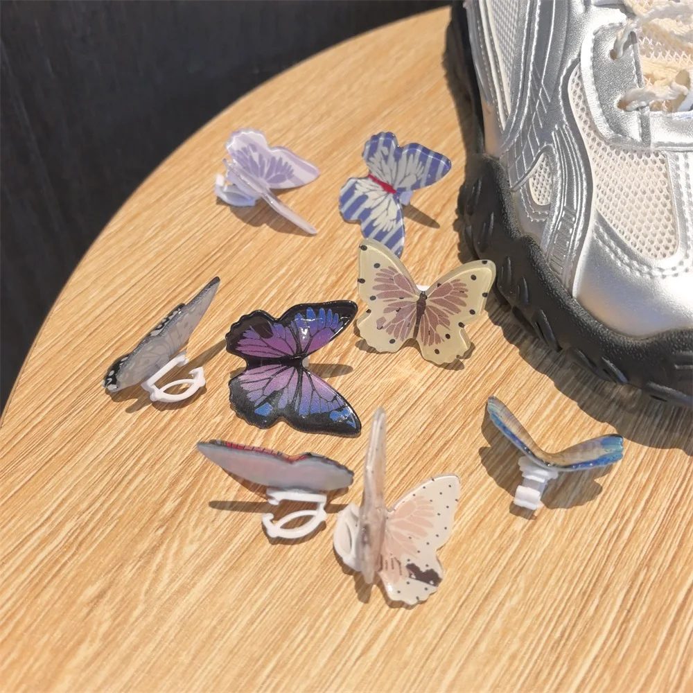Shoe Charm Butterfly Shoelace Buckle Premium Lifelike for Sneaker German Trainer Mixed Material Multicolor Lightweight