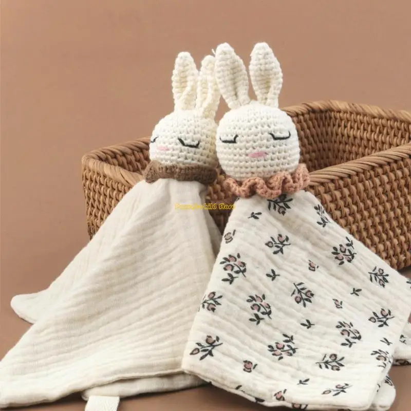 

WXTD Lovely Knitted Rabbit Appease Doll for Newbrons Cotton Soft Comforting Towel