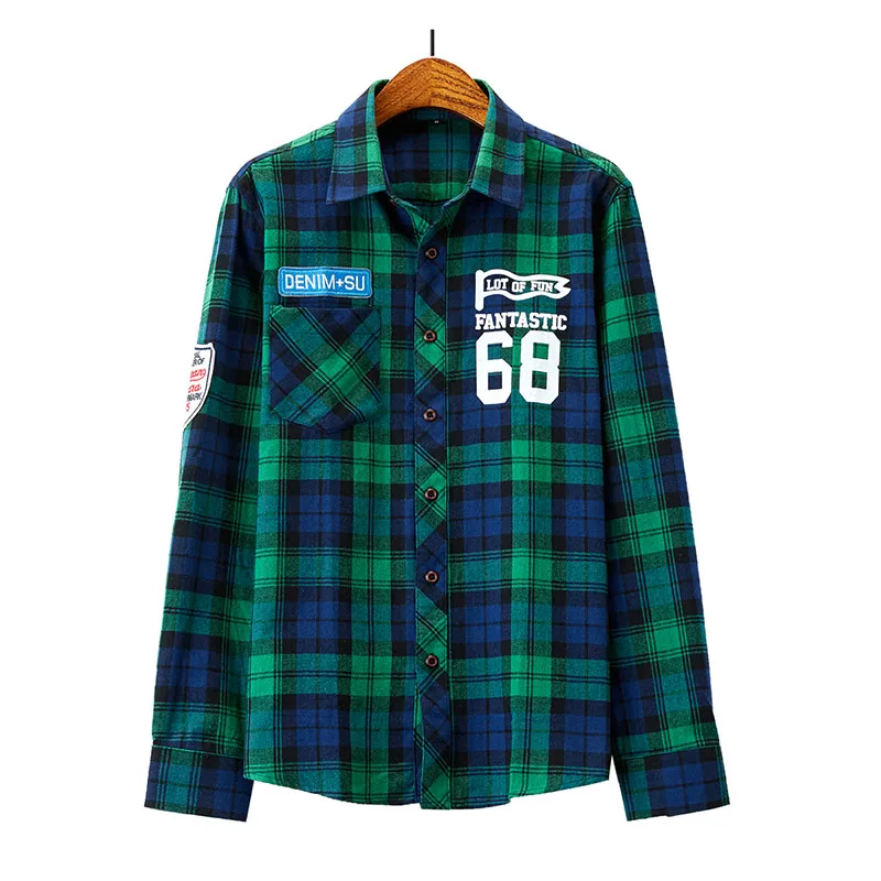 Men's Plaid Shirt Jacket Casual Long-sleeved Streetwear Young Adults Korean Fashion High Street Outwear Spring Man Top