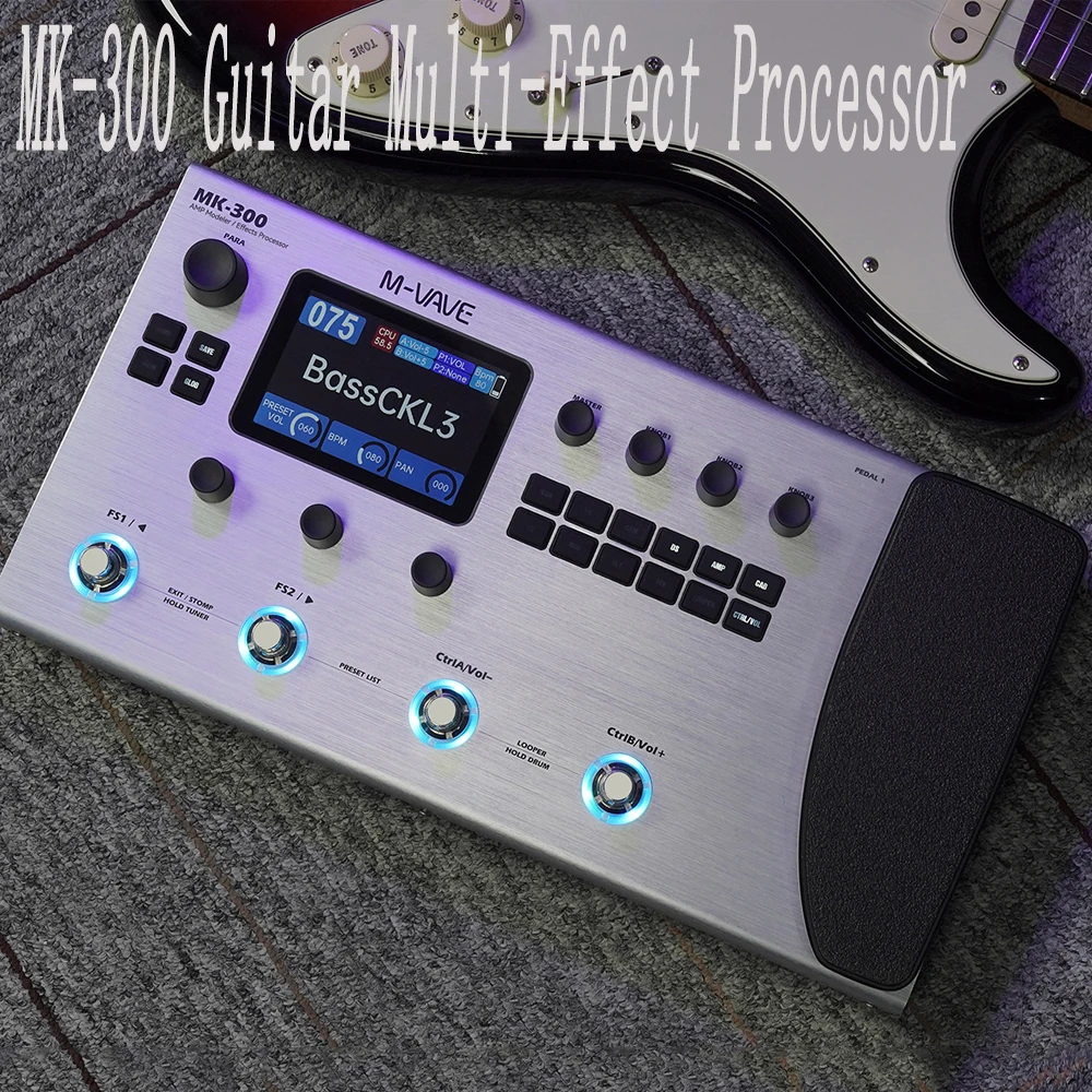 M-VAVE MK-300 Guitar Multi-Effect Processor /ANN Neural Modeling 120AMP/360FX /10h 150s STEREO LOOPER128 Drum MIDI DAW