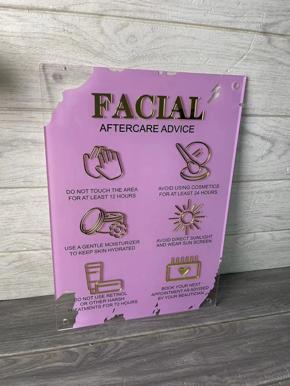 Facial Aftercare Acrylic Sign Beauty Wall Sign,Spa beauty Salon,Beauty room Business Sign