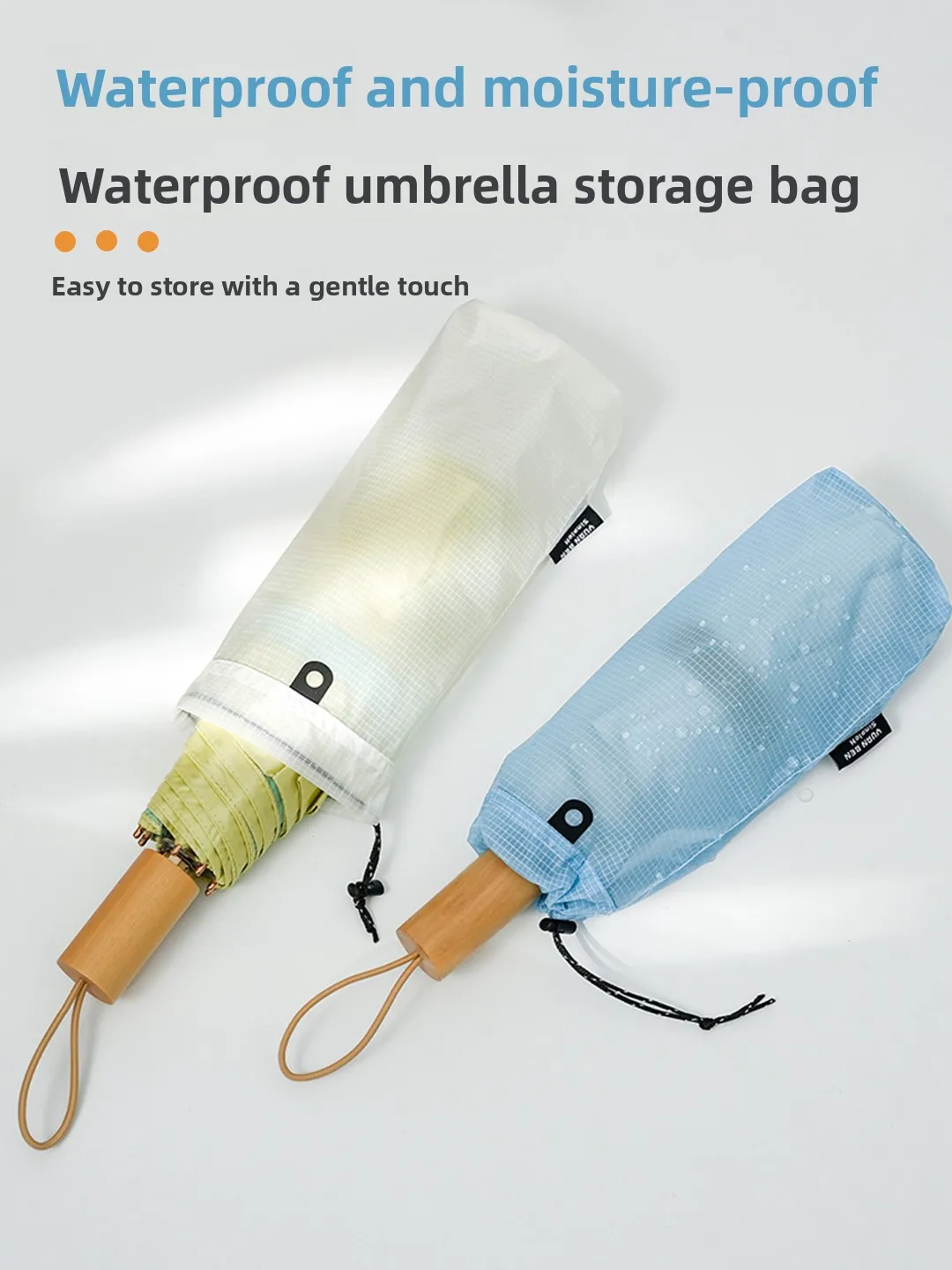 Travel Convenient Umbrella Storage Bag Waterproof Drawstring Bag Portable Sunshade Umbrella Cover Car Mounted Semi-Transparent
