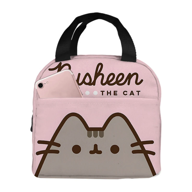 Kawaii Pusheen Kids Anime 3D Printed Lunch Bag Children Creative Cute Food Insulation Bags Cartoon Handbag Storage Tote Gifts