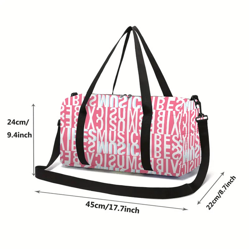 English Letter Design Pink Large Capacity Luggage Bag For Boy And Girls Best Gifts 2D Flat Cartoon Travel Bag For Children