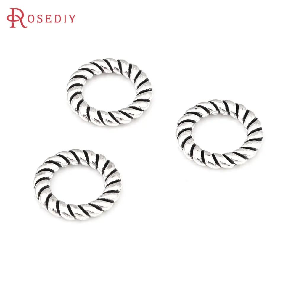 100PCS Antique Bronze Zinc Alloy Twisted Closed Rings Connect Charms Diy Jewelry Making Supplies Earrings Accessories for Women