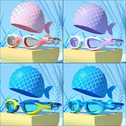 Lunettes de natation professionnelles HD étanches, anti-buée, bonnet de natation en silicone, lunettes d'eau, casquettes pour enfants, équipement d'entraînement