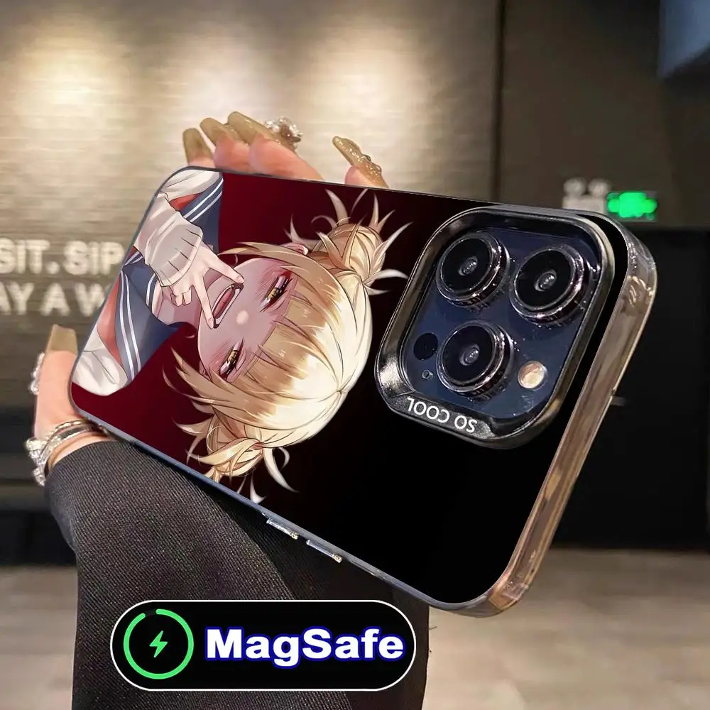 

Чехол для телефона My Hero Academia Himiko Toga для iPhone 16, 15, 14, 13, 12, 11 Pro Max Plus MagSafe, полупрозрачный цветной защитный роскошный чехол