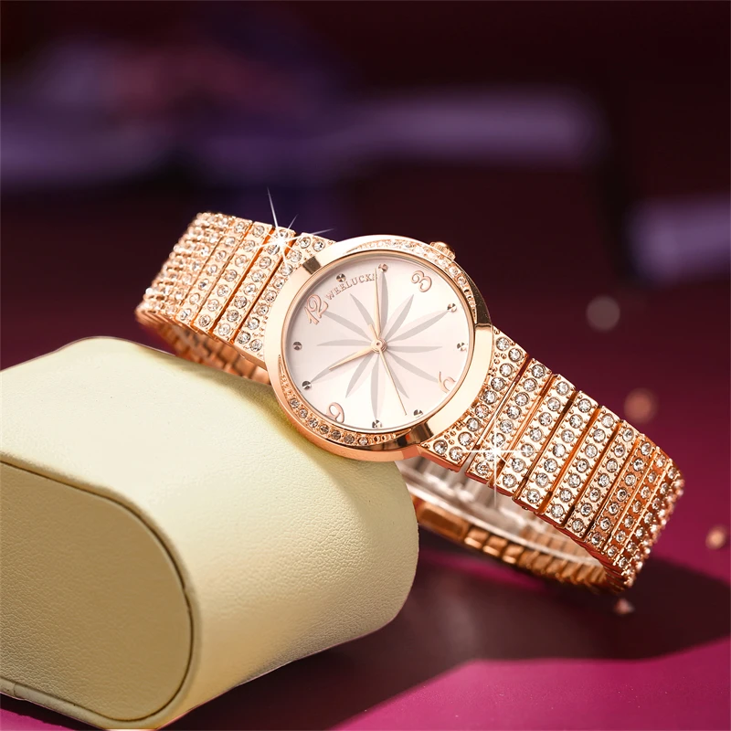 WEELUCKS K1001 Women\'s Watch Luxury Quartz Watches Full Diamond Band 3ATM Waterproof Fashion Elegant Sports Women‘s Wrist Watch’