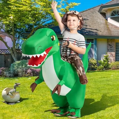55IN Inflatable Dinosaur Costume for Kids Funny Blow Halloween Party Cosplay Party Decorations