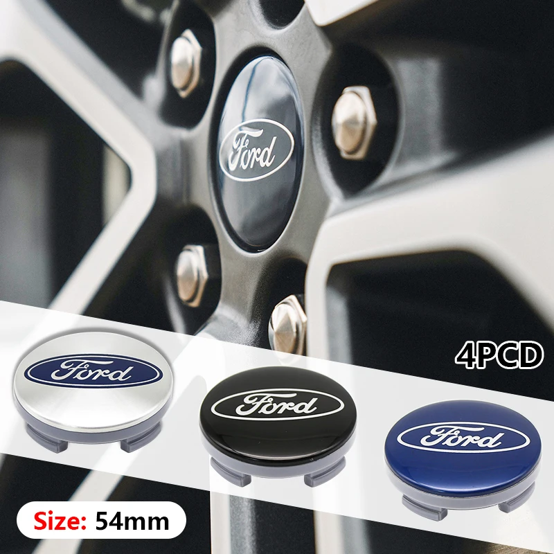 54mm 4pcs Car Wheel Center Hub Metal Emblem Cap Cover for Ford Focus 2 Mk3 F150 Mondeo C-Max Fusion Ranger Escort Explorer Kuga