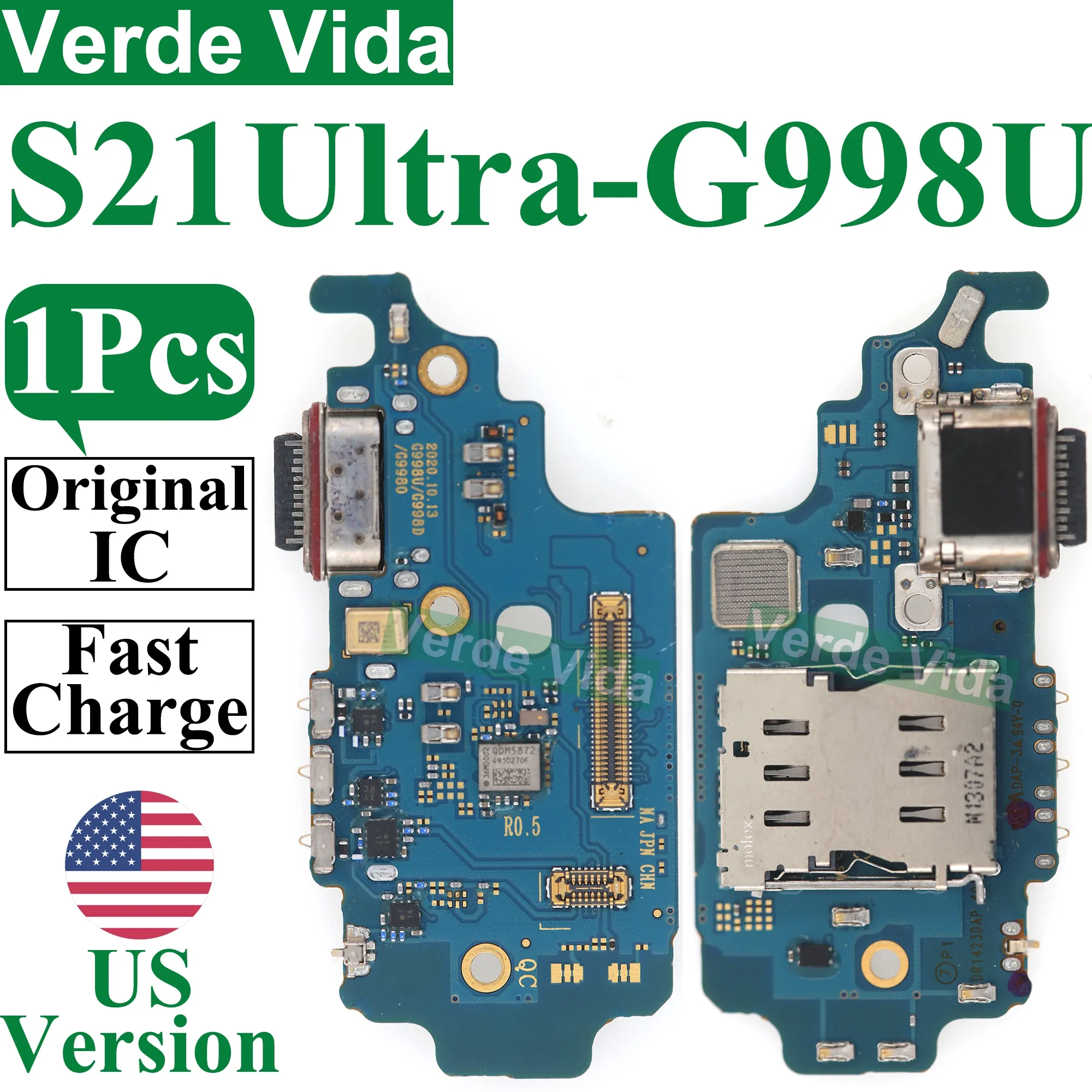 USB Charging Port Board US Version Dock Connector Flex Cable for Samsung S928U S918U S908U S906U S23 S24 Ultra S22 Plus S21 FE