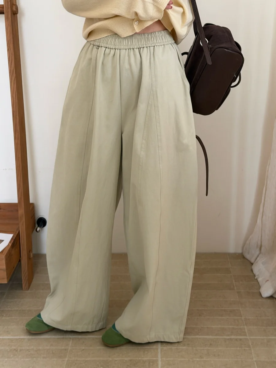 

Slimming Effect Wide Leg Elastic Waist Korean Sle Jeans Women's Spring 2026 New plus Size Casual Pants Hide Flaws