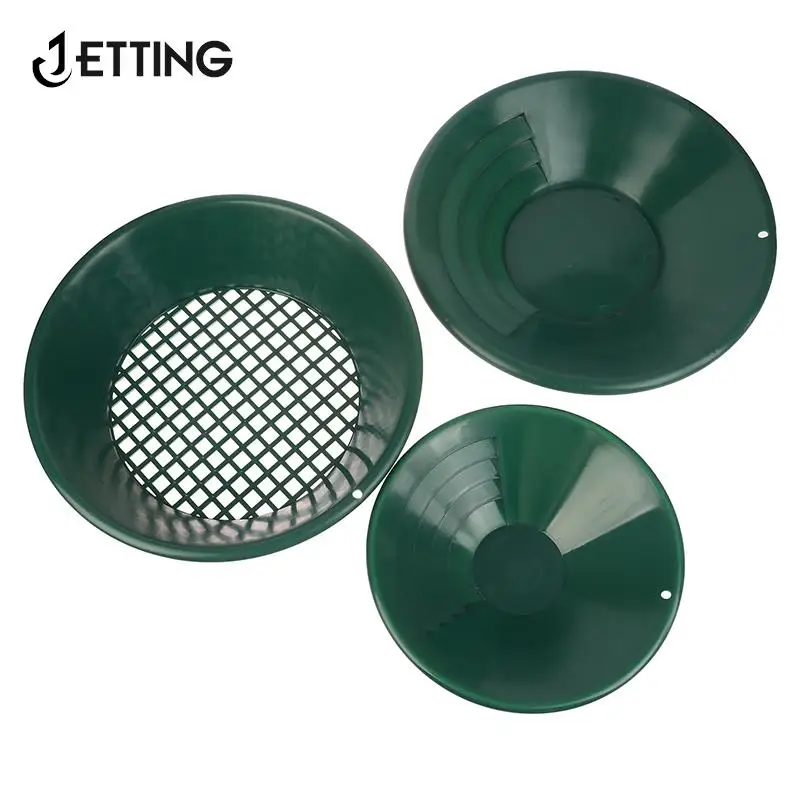 Sieve Gold Pan Green Plastic Bowl 10/14/15 inch Washing Gold Panning Machine Screen Mining Screen Metal Detection Tools