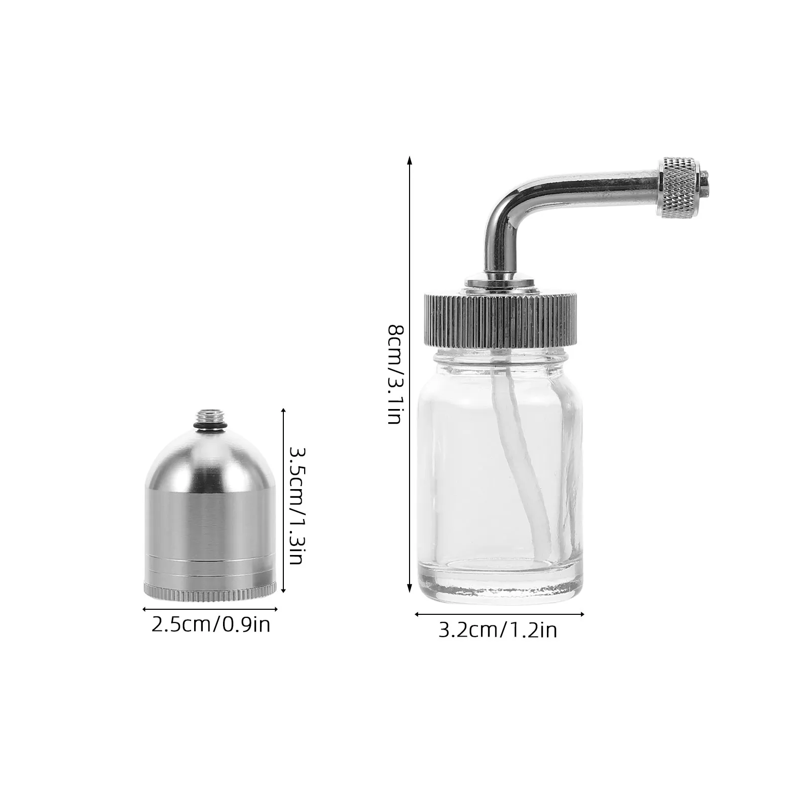 2Pcs Small Glass Airbrush Bottle Refillable Paint Container for Artists Hobbyists Mixing Storing Dispensing Pigment Efficient